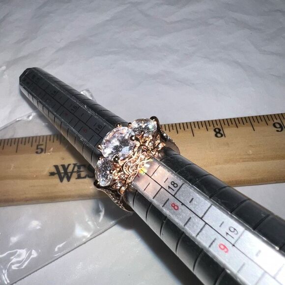 Rose Gold Tone Side Profile CZ Engagement/Cocktail Ring - Picture 5 of 7